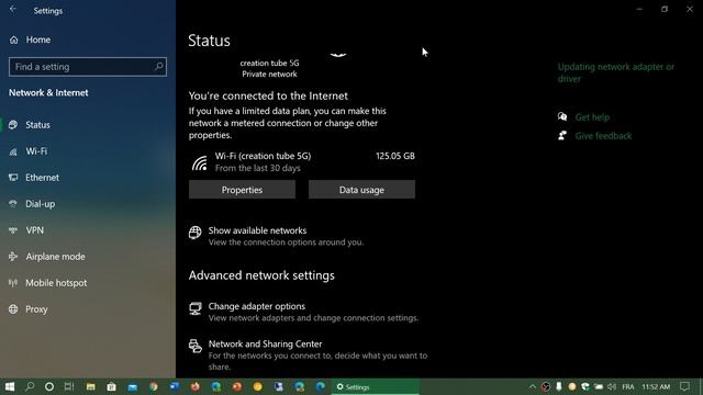 Windows 10 Settings Network and Internet Status page May November 2019 update Version 2004 смотреть онлайн