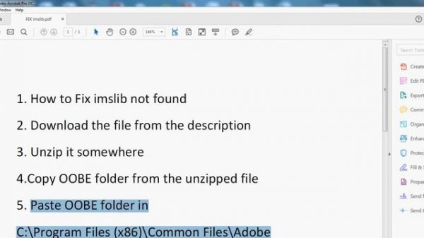 Hot to Fix imslib not found Adobe Acrobat DC Reader