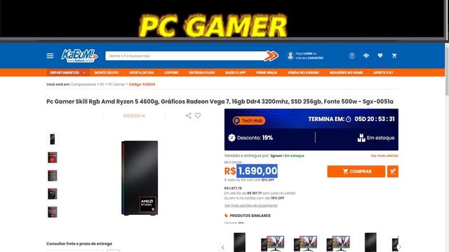 Computador Mancer Gamer Thor V, AMD Ryzen 5 4600G, 16GB DDR4, SSD M.2 480GB смотреть онлайн