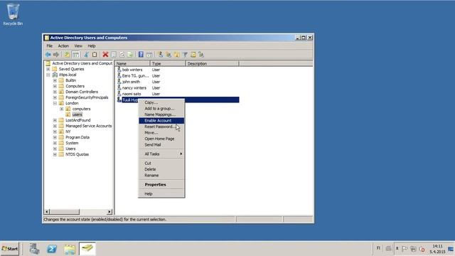 How to disable accounts in AD in Windows server 2008r2 смотреть онлайн