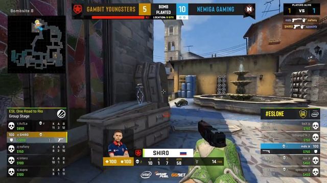 CS:GO - Nemiga Gaming vs. Gambit Youngsters [Inferno] Map 1 - ESL One Road to Rio - Group A - EU смотреть онлайн
