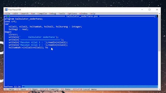 Kalkulator dengan pascal free pascal IDE смотреть онлайн