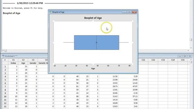 PQ6 in Windows Minitab MA1530; box and whisker charts смотреть онлайн