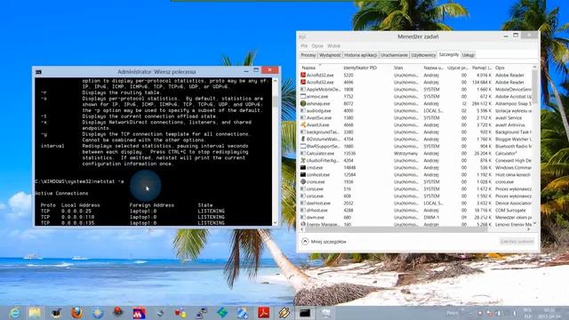 WINDOWS 8 - POLECENIE NETSTAT I IDENTYFIKACJA APLIKACJI OTWIERAJĄCEJ PORT NA WASZYM KOMPUTERZE смотреть онлайн