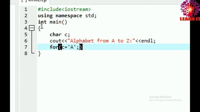 Program to print alphabet from A to Z in c++/write program in c++ to print a to z alphabet смотреть онлайн