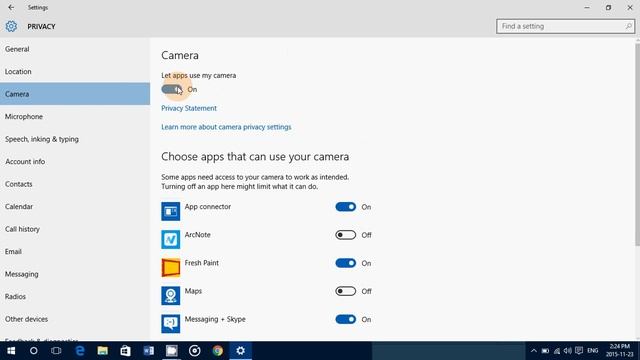 Windows 10 November update Camera privacy settings смотреть онлайн