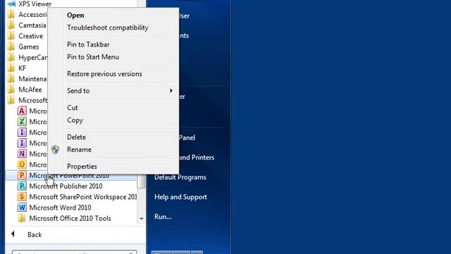 PowerPoint 2010 Create a Desktop Shortcut for PowerPoint смотреть онлайн