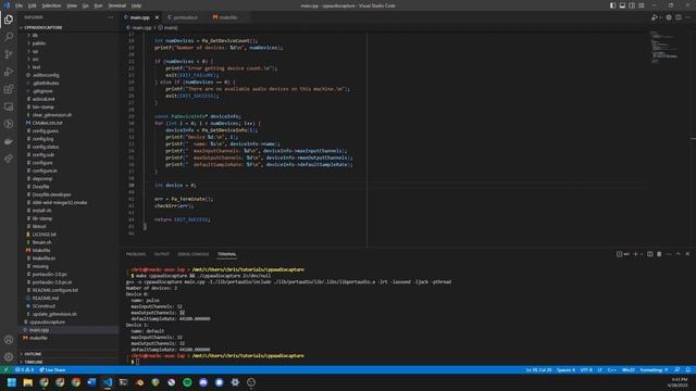 Capture Audio in C++ (Linux, PortAudio) смотреть онлайн