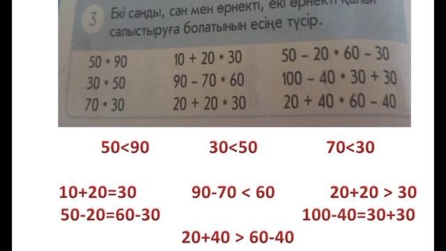 Математика 1-сынып 90-сабақ Санды өрнектерді салыстыру
