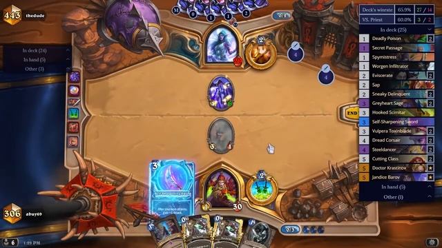 Top 300 Legends Game - Weapon Rogue - Hearthstone (no commentary) смотреть онлайн