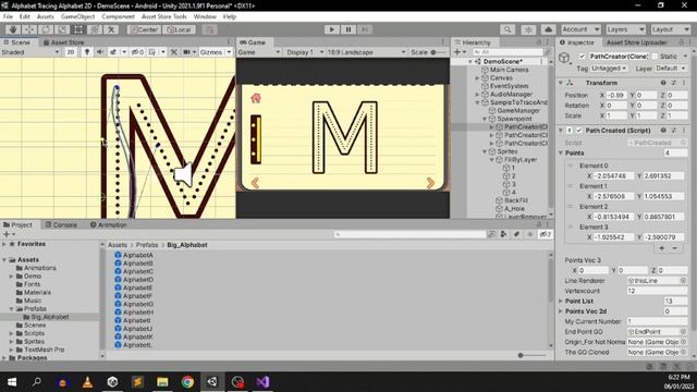 How to make tracing alphabet for Android, iOS, WebGL and PC platform using Unity смотреть онлайн