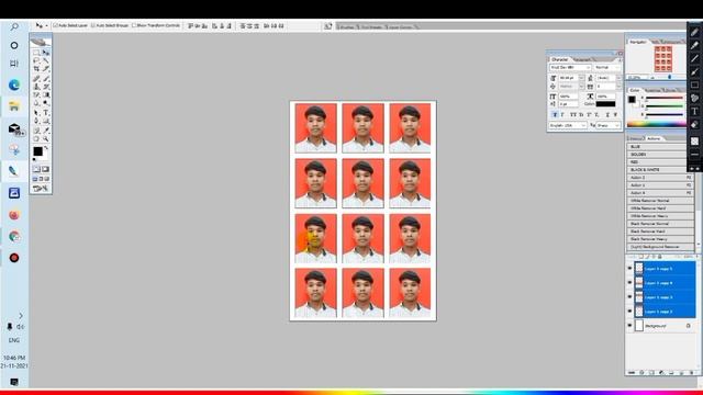 फोटोशोप में 12 पासपोर्ट फोटो 1 क्लिक में | Passport Size Photo Step by Step Process Photoshop смотреть онлайн