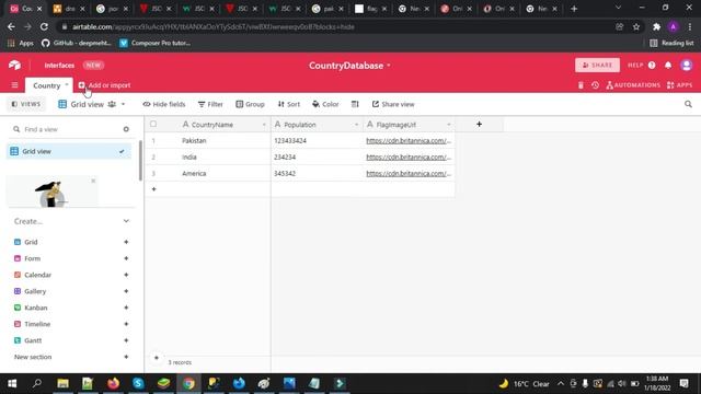 AppGyver - Country App - Setting Up Airtable ( Database And API) - Lesson 29