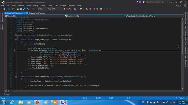 Show (Display) GridView Row Details in ToolTip on MouseHover using jQuery in ASP.Net C# смотреть онлайн