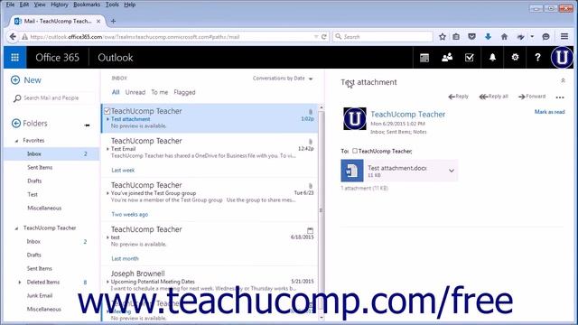 Outlook Web App Tutorial Downloading Attachments 2015 Microsoft Training смотреть онлайн