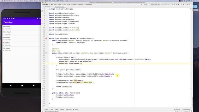 View Holder Pattern and Extending ListView's ArrayAdapter смотреть онлайн