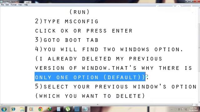 HOW TO DELETE OLD or PREVIOUS WINDOW'S OPTION DISPLAYED WHEN YOU BOOT YOUR SYSTEM смотреть онлайн
