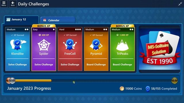 Microsoft Solitaire Collection: January 12, 2023 смотреть онлайн