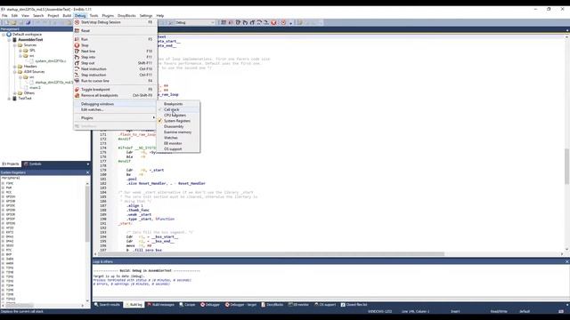 EmBitz Cortex Development Environment Tutorial - Configure Debug Windows Core and System Registers смотреть онлайн