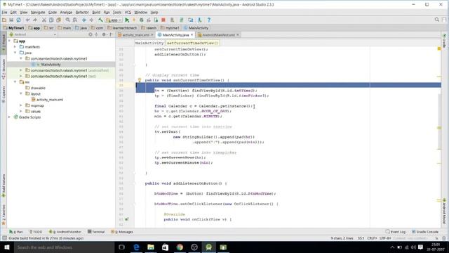 Working with TimePicker Using Android Studio 2.3.3 смотреть онлайн