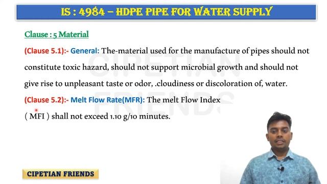 IS 4984 : High Density Polyethylene Pipe For Water Supply || Part 3 : Clause 4 and 5 || смотреть онлайн