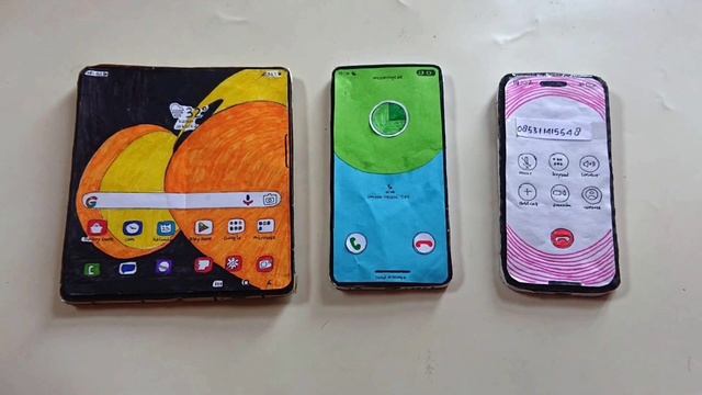 cardboard, IPHONE 14 pro outgoing call, SAMSUNG S10 plus & Z fold 5 incoming calls (stopmotion) смотреть онлайн