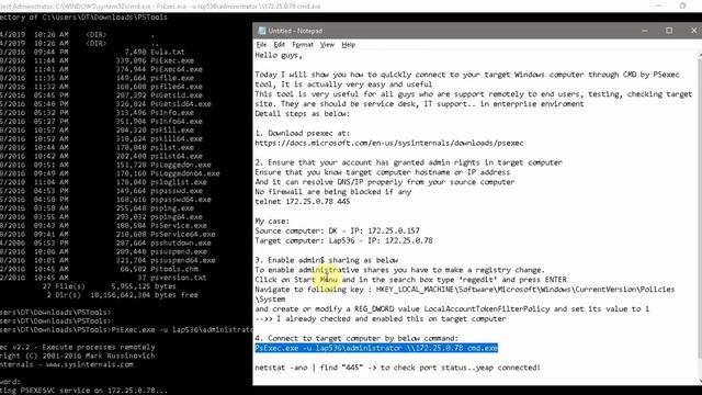Get easy to remote any target Windows computer using PsExec and CMD смотреть онлайн