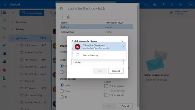 Sharing Outlook folder or inbox permission смотреть онлайн