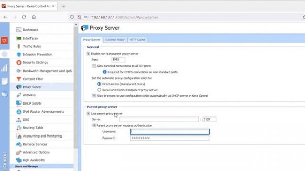 How to set up a proxy in Kerio Control