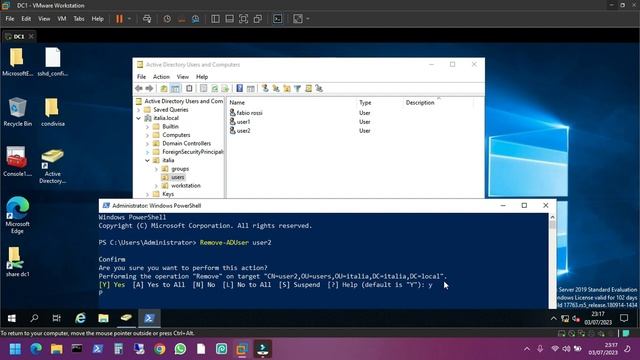 23# - Active Directory Windows Server 2019 - Rimozione User in Active Directory con Powershell смотреть онлайн