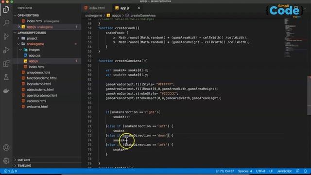 JavaScript Game Tutorial | How To Create Snake Game In JavaScript | JavaScript Tutorial | SimpliCod смотреть онлайн