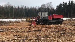 МУЛЬЧЕР ПОСЛЕ ВАЛКИ ЛЕСА ПЕРЕРАБАТЫВАЕТ ПОРУБОЧНЫЕ ОСТАТКИ. АРЕНДА МУЛЬЧЕРА В МОСКВЕ И МОСКОВСКОЙ ОБ