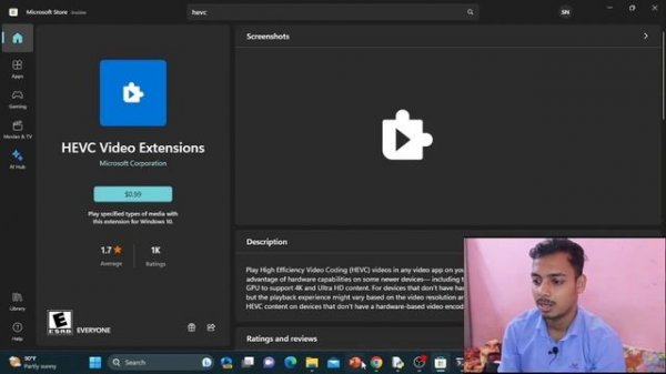 Install and uninstall Free HEVC Codecs On Windows 11 For H.265 Video