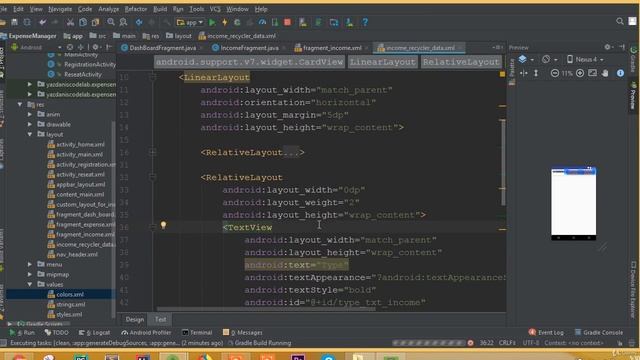 Expense Manager App - Part 21 | Income & Expense Recycler Data Item Design смотреть онлайн