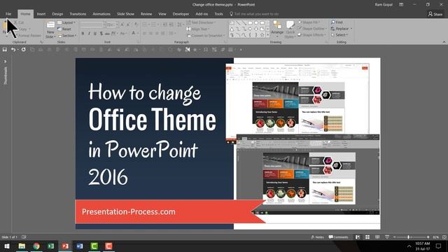 How to change Office Theme in PowerPoint 2016 смотреть онлайн