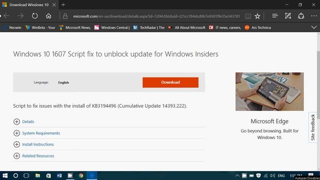 Microsoft Released Script to fix issue with KB3194496 Cumulative update смотреть онлайн