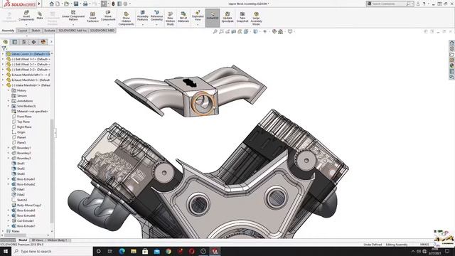 Shafts & Wheels Connecting V6 Engine Assembly! SolidWorks Tutorial 2021! Learn from homee :D смотреть онлайн