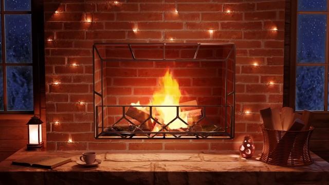 Cozy Winter Ambience In A Hut With A Fireplace - Blizzard Sounds And Crackling F