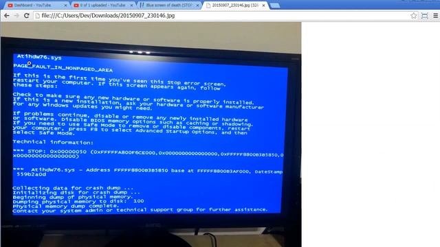 Bluescreen atihdw76 sys PAGE FAULT IN NONPAGED AREA 0x00000050 смотреть онлайн