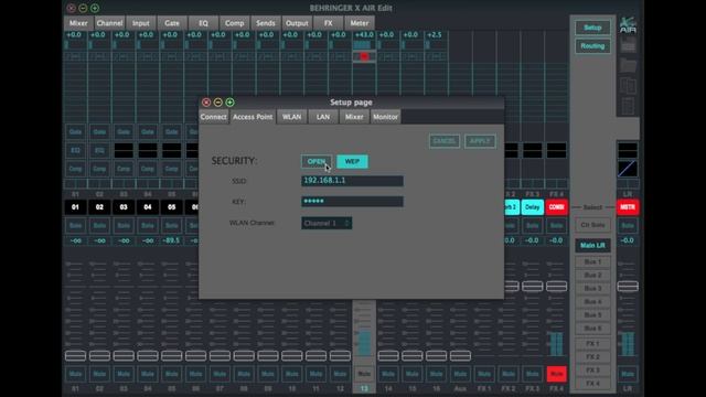WiFi Network WEP Password Protection - MIDAS MR18 + BEHRINGER X-AIR XR18 XR16 XR12 X18