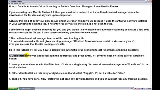 Tutorial2-How to disable automatic virus scanning in firefox смотреть онлайн
