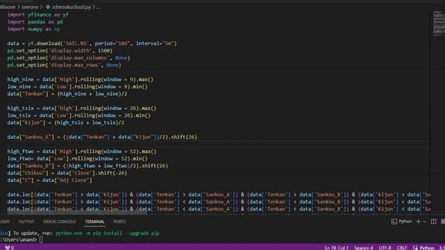 Python coding for ichimoku cloud and build strategy to generate buy and sell signal. смотреть онлайн