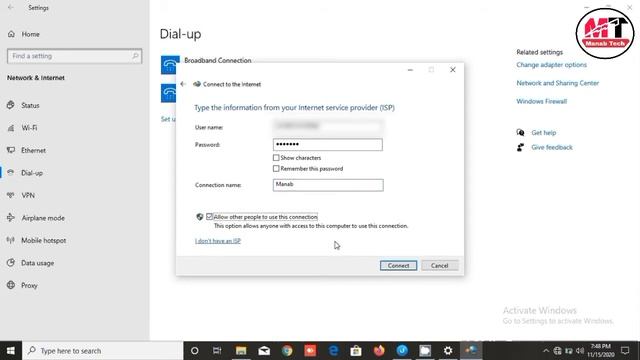 How To Create Dial Up Connection In Windows 10 II Manab Tech смотреть онлайн