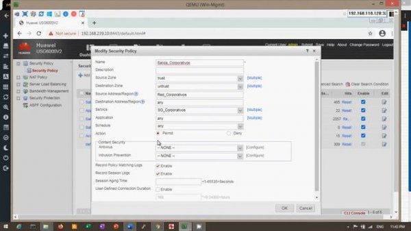 Preview Lab Firewall Huawei USG6000V Application Control en EVE-NG (spanish)