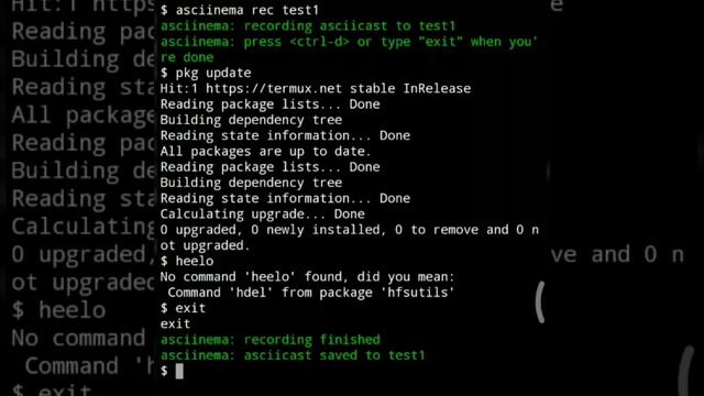TERMUX - Package ASCIINEMA (for screen recording with limited idle time during recording) смотреть онлайн