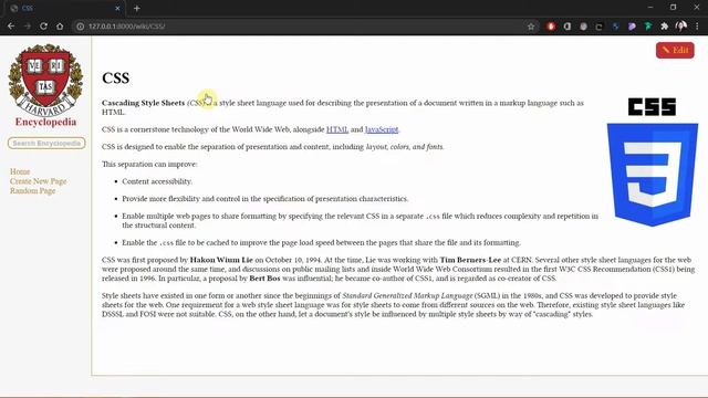 CS50w Project 1: Wiki смотреть онлайн