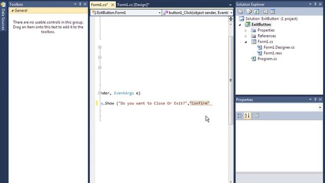 Exit Button Confirmation Code Demo in C# смотреть онлайн