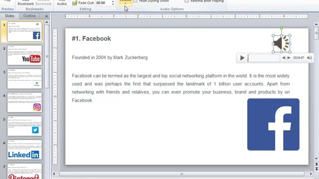 How to add Audio to all Slides in Microsoft Powerpoint 2010 смотреть онлайн
