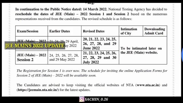 JEE MAINS 2022 LATEST UPDATE|REGISTRATION WINDOWS OPEN AGAIN|FIRST ATTEMPT ADMIT CARD|NTA|JEE 2022 смотреть онлайн