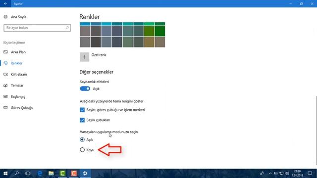 Windows 10 da koyu temayı aktif edelim смотреть онлайн
